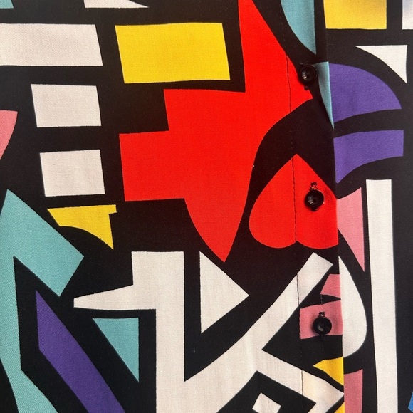 Big Dart Colorful Abstract Lightweight Button Up Wearable Art Top Shirt Size 6 - Picture 4 of 8